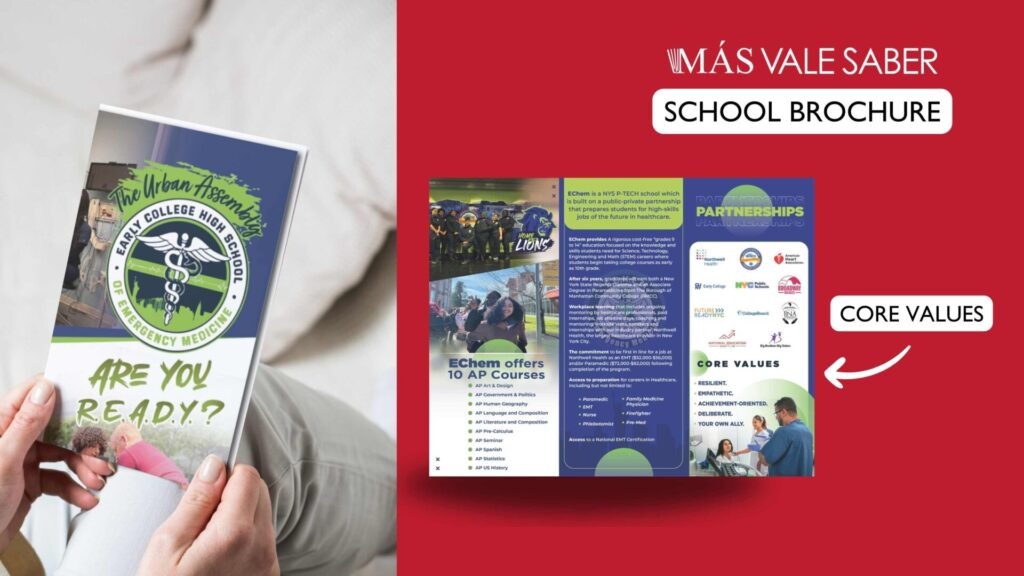 school brochure with school values